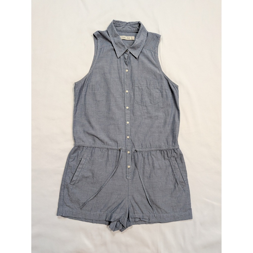 Abercrombie & Fitch Romper Sleeveless Button Front Blue Women's Small S - READ